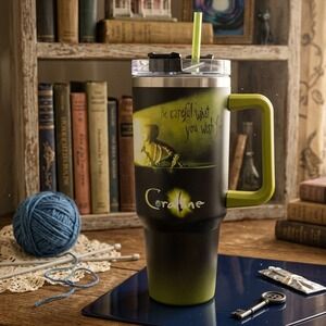 Coraline LAIKA Studios Stainless Steel Tumbler 40oz Style Green Black NEW